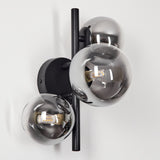 Moderne schwarze Chehalis-Wandleuchte mit 3 Glaskugeln für Wohnzimmer und Schlafzimmer 