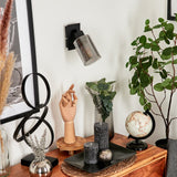 Industrieller schwarzer Wandleuchter mit Rauchglas-Schirm für Wohnzimmer und Schlafzimmer 