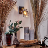 Moderne Wandlampe LETEQUE aus Messing und Schwarz mit klarem Glas für Wohnzimmer und Schlafzimmer 