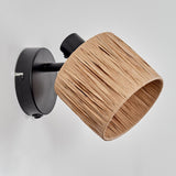 Boho Geflochtene Stroh-Wandleuchte mit verstellbarem Kopf für Wohnzimmer und Schlafzimmer 