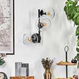 Moderne Glas-Kugel-Wandleuchten mit schwarzem Metallrahmen für Wohnzimmer und Schlafzimmer 