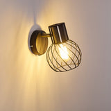 Industrielle Schwarz-Gold Bacau Wandleuchte mit Käfigschirm für Wohnzimmer und Schlafzimmer 