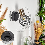 Industrielle geometrische Palmira Wandleuchte mit Messing- und schwarzem Metallrahmen für Wohnzimmer und Schlafzimmer 