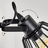 Industrielle schwarze Wandleuchte mit Metallkäfig und verstellbarem Arm für Wohnzimmer und Schlafzimmer 