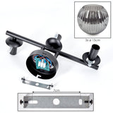 Moderne Wandlampen mit geripptem Rauchglas-Globus und schwarzem Metallrahmen für Wohnzimmer und Schlafzimmer 