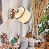 Moderne Wandleuchten mit Stoffschirm und Chromakzenten für Wohnzimmer und Schlafzimmer 