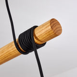 Scandinavian Minimalist Wood and Linen Drum Shade Ceiling Light for Kitchen Dining Room