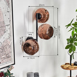 Moderne Kupfer-gerippte Globus-Wandleuchten mit schwarzem Metallrahmen für Wohnzimmer und Schlafzimmer 