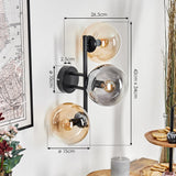 Moderne mehrflammige Glas-Wandleuchte mit schwarzem Metallrahmen für Wohnzimmer und Schlafzimmer 