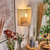 Boho Wandleuchte aus gewebtem Leinen-Mesh für Wohnzimmer und Schlafzimmer 