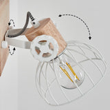 Skandinavische Wandlampe aus Holz & weißem Metallkäfig mit verstellbarem Kopf für Wohnzimmer und Schlafzimmer 