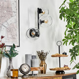 Moderne Glas-Kugel-Wandleuchten mit schwarzem Metallrahmen für Wohnzimmer und Schlafzimmer 