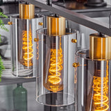 Industrial Vintage Glass Pendant Light with Brass Accents for Dining Room Living Room