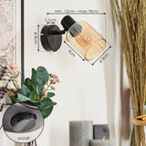 Industrieller Stil Aggebo schwarze Wandleuchte mit geripptem bernsteinfarbenem Glas für Wohnzimmer und Schlafzimmer 