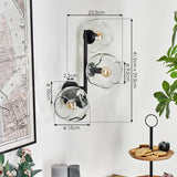 Moderne unregelmäßige Glas-Globe-Wandleuchten mit schwarzem Metallrahmen für Wohnzimmer und Schlafzimmer 