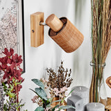 Skandinavische Bambus-Wandleuchte mit verstellbarem Kopf für Wohnzimmer und Schlafzimmer 