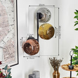 Moderne Wandleuchte mit geripptem Glasglobus und schwarzem Metallrahmen – Mehrfarbige Töne für Wohnzimmer und Schlafzimmer 