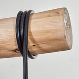 Scandinavian Rustic Wood and Geometric Wire Cage Ceiling Light for Kitchen Dining Room