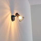 Industrieller Retro Wandleuchter aus Holz und Schwarz mit Käfigschirm für Wohnzimmer und Schlafzimmer 