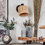 Boho Geflochtene Stroh-Wandleuchte mit verstellbarem Kopf für Wohnzimmer und Schlafzimmer 