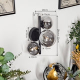 Moderne schwarze Chehalis-Wandleuchte mit 3 Glaskugeln für Wohnzimmer und Schlafzimmer 