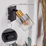 Moderne Wandlampe LETEQUE aus Messing und Schwarz mit klarem Glas für Wohnzimmer und Schlafzimmer 