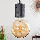 Industrial Vintage Double Wood Beam & Edison Glass Ceiling Light for Dining Room Living Room