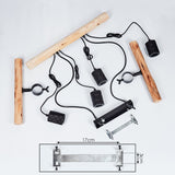 Industrial Vintage Double Wood Beam & Edison Glass Ceiling Light for Dining Room Living Room