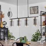 Industrial Vintage Glass Pendant Light with Brass Accents for Dining Room Living Room