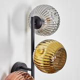 Moderne Wandleuchte mit geripptem Glasglobus und schwarzem Metallrahmen – Mehrfarbige Töne für Wohnzimmer und Schlafzimmer 