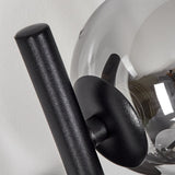 Moderne schwarze Chehalis-Wandleuchte mit 3 Glaskugeln für Wohnzimmer und Schlafzimmer 