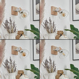 Skandinavische Wandlampe aus Holz & weißem Metallkäfig mit verstellbarem Kopf für Wohnzimmer und Schlafzimmer 