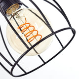 Industrial Rustic Wood & Wire Cage Ceiling Light for Dining Room Living Room