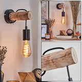 Rustikale Wandleuchte im nordischen Stil Yaak mit natürlichem Holz für Wohnzimmer und Schlafzimmer 