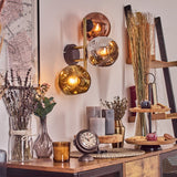 Moderne metallische Globus-Wandleuchten mit goldenen und schwarzen Akzenten für Wohnzimmer und Schlafzimmer 