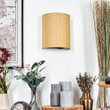 Boho gewebte Wandleuchte aus Stroh für Wohnzimmer und Schlafzimmer, oben und unten leuchtend 