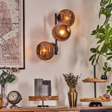 Moderne Kupfer-gerippte Globus-Wandleuchten mit schwarzem Metallrahmen für Wohnzimmer und Schlafzimmer 