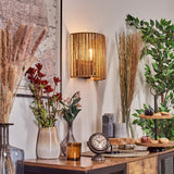 Boho Geflochtene Seil-Zylinder-Wandleuchte für Wohnzimmer und Schlafzimmer 