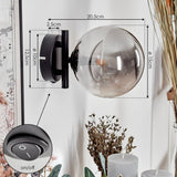 Wandleuchte CHEHALIS aus Rauchglas für Wohnzimmer und Schlafzimmer 