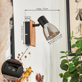 Skandinavische rustikale Wandspotleuchte aus Holz und Metall für Wohnzimmer und Schlafzimmer 