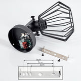 Industrielle schwarze Wandleuchte mit Metallkäfig und verstellbarem Arm für Wohnzimmer und Schlafzimmer 