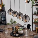 Mid-Century Modern Smoked Glass Ceiling Light for Dining Room Living Room