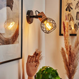 Industrielle Wandlampe aus Holz und Metall mit verstellbarem Kopf für Wohnzimmer und Schlafzimmer 