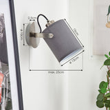 Moderne Wandleuchte mit Stoffschirm, mattnickel- und schwarzen Akzenten für Wohnzimmer und Schlafzimmer 