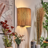 Boho gewebte Rohrzylinder-Wandleuchte für Wohnzimmer und Schlafzimmer 