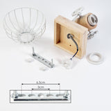 Skandinavische Wandlampe aus Holz & weißem Metallkäfig mit verstellbarem Kopf für Wohnzimmer und Schlafzimmer 