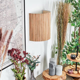 Boho gewebte Rohrzylinder-Wandleuchte für Wohnzimmer und Schlafzimmer 