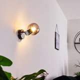 Moderne LEXINGTON Wandleuchte in Chrom und Schwarz mit Rauchglas für Wohnzimmer und Schlafzimmer 