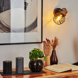 Industrielle Wandlampe aus Holz und Metall mit verstellbarem Kopf für Wohnzimmer und Schlafzimmer 