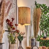 Boho gewebte Rohrzylinder-Wandleuchte für Wohnzimmer und Schlafzimmer 